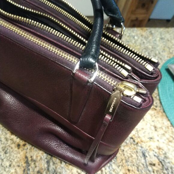 COACH 28160 BOROUGH Pebbled Oxblood Leather Satchel Handbag Rare Retired - Picture 4 of 12